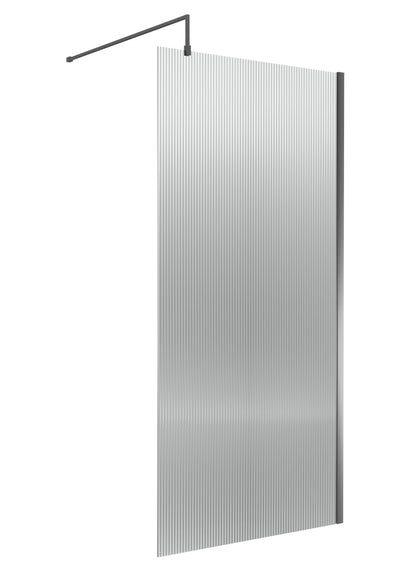 Nuie Fluted Wetroom Screen - Brushed Pewter