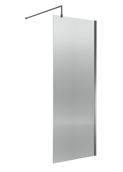 Nuie Fluted Wetroom Screen - Brushed Pewter