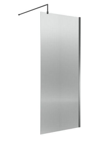 Nuie Fluted Wetroom Screen - Brushed Pewter