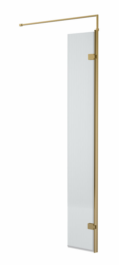 Hudson Reed 300 x 1950 Fluted Hinged Screen with Support Bar