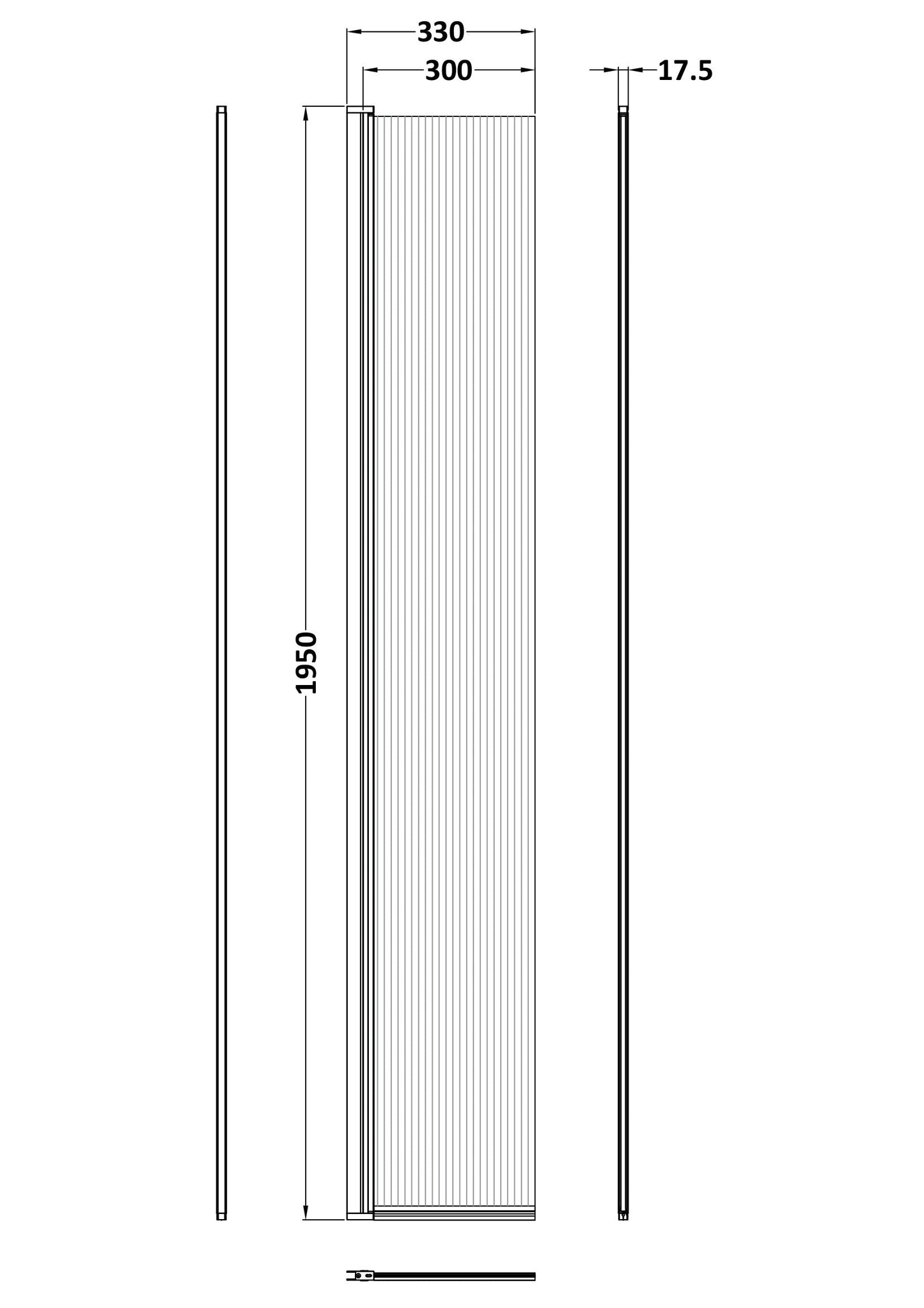 Hudson Reed 300mm Fluted Hinged Flipper Screen