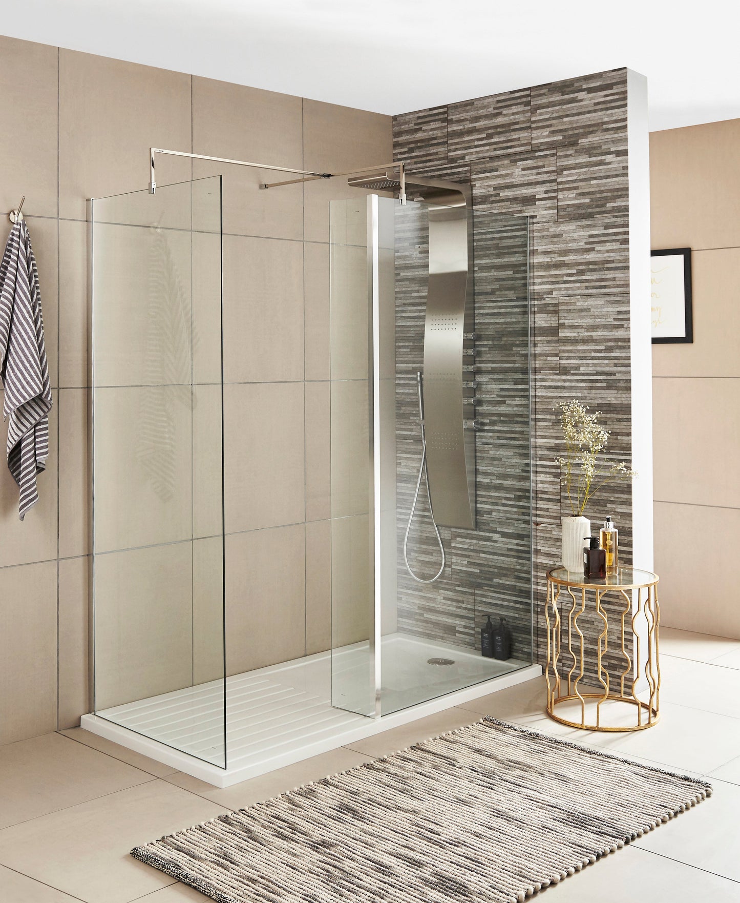 Nuie 8mm Wetroom Screens & Support Bar