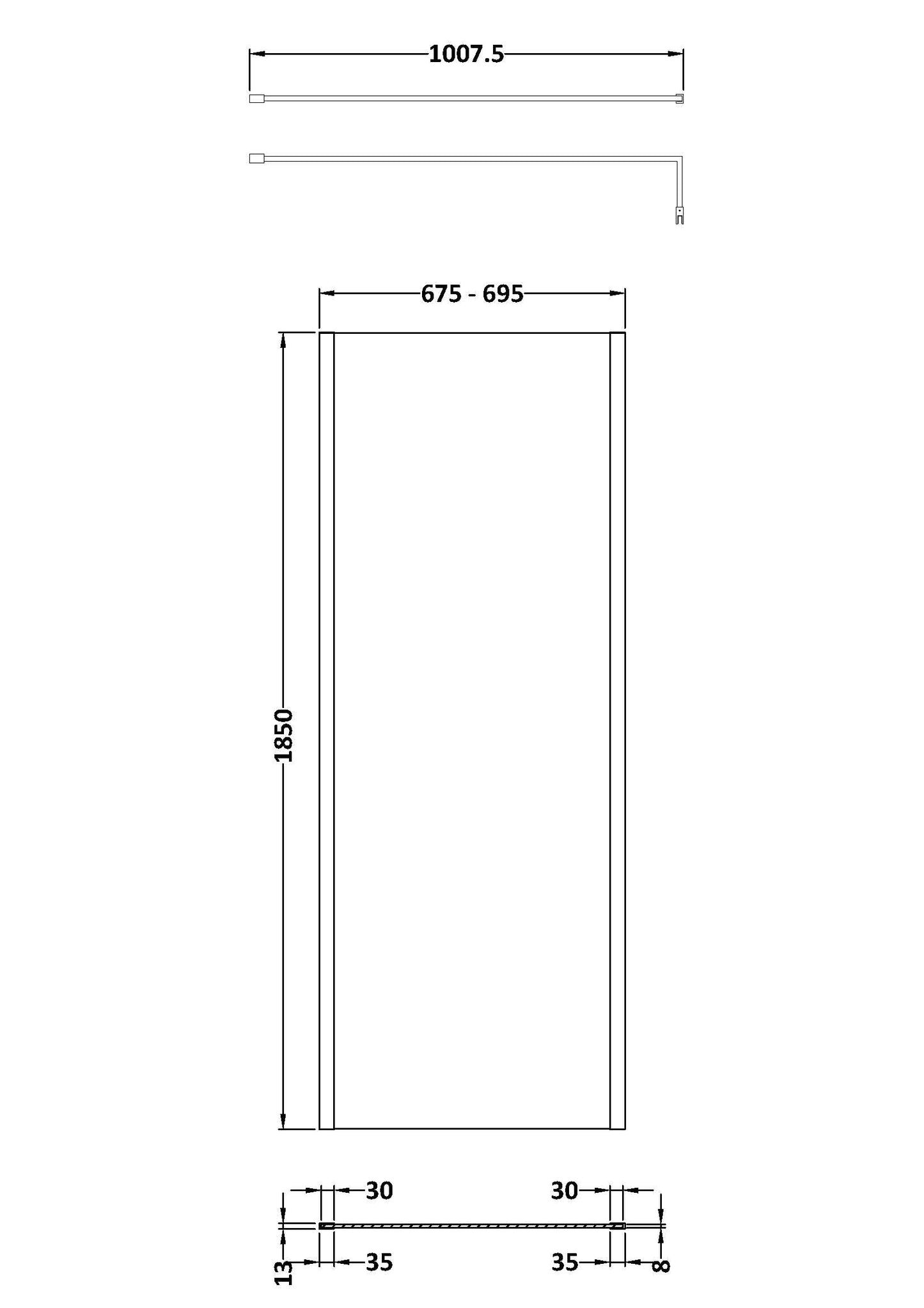 Nuie 8mm Outer Frame Wetroom Screens