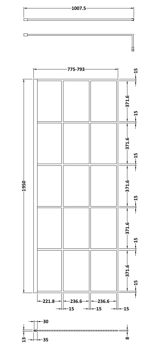 Hudson Reed Wall Fixed Framed Wetroom Screens