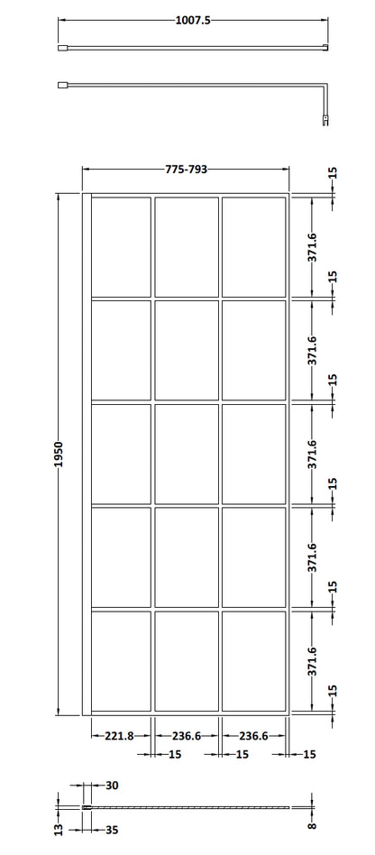 Hudson Reed Wall Fixed Framed Wetroom Screens