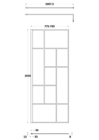 Hudson Reed Wall Fixed Abstract Framed Wetroom Screens