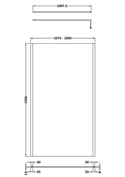 Hudson Reed Outer Frame Wetroom Screens with Top Support Arm