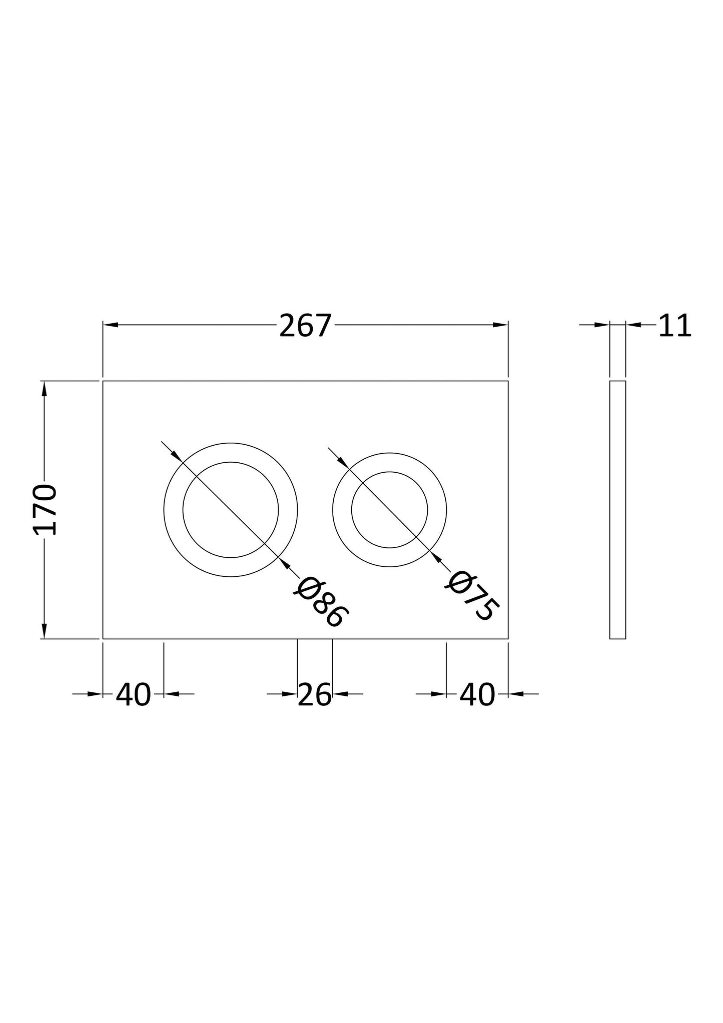 Nuie Round Dual Flush Push Button