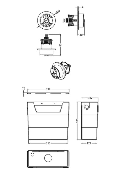 Nuie Universal Access Concealed WC Cistern with Dual Flush Button