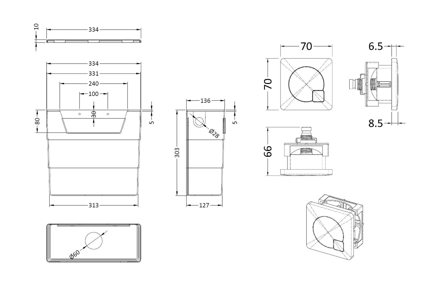 Nuie Concealed Cistern & Square Push Button