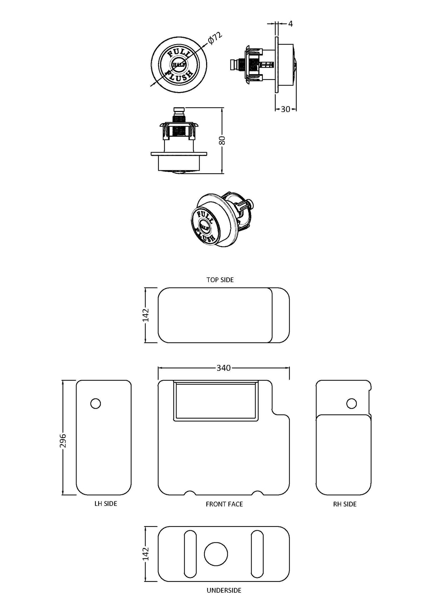 Hudson Reed Universal Access Cistern & Traditional Flush Plate