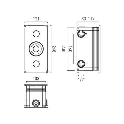 Vado Zone 2 Button 2 Outlet Concealed Thermostatic Valve