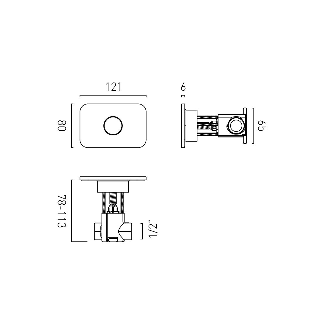 Vado Zone 1 Button 1 Outlet Concealed Stop Valve to pair