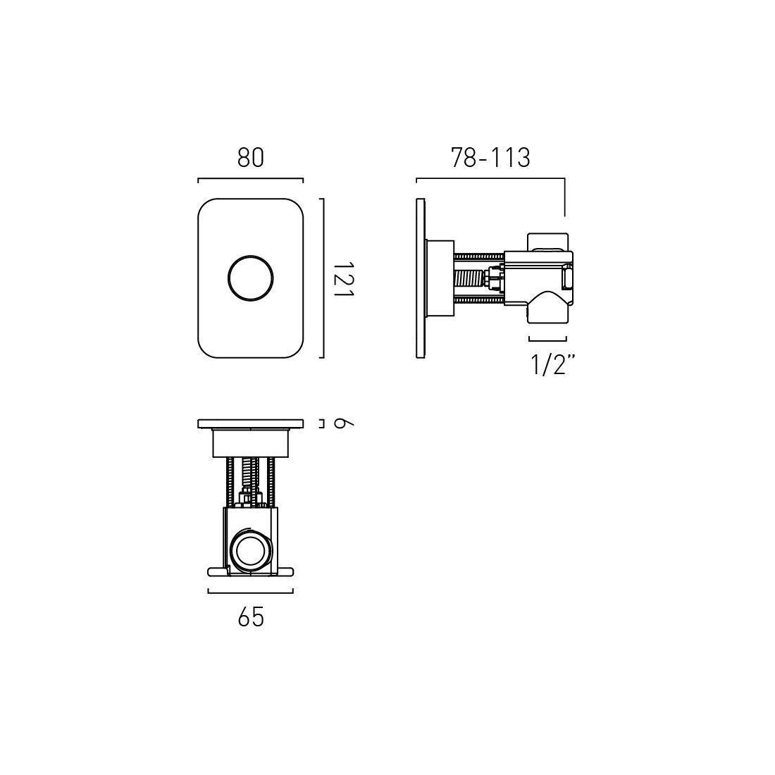 Vado Zone 1 Button 1 Outlet Concealed Stop Valve to pair