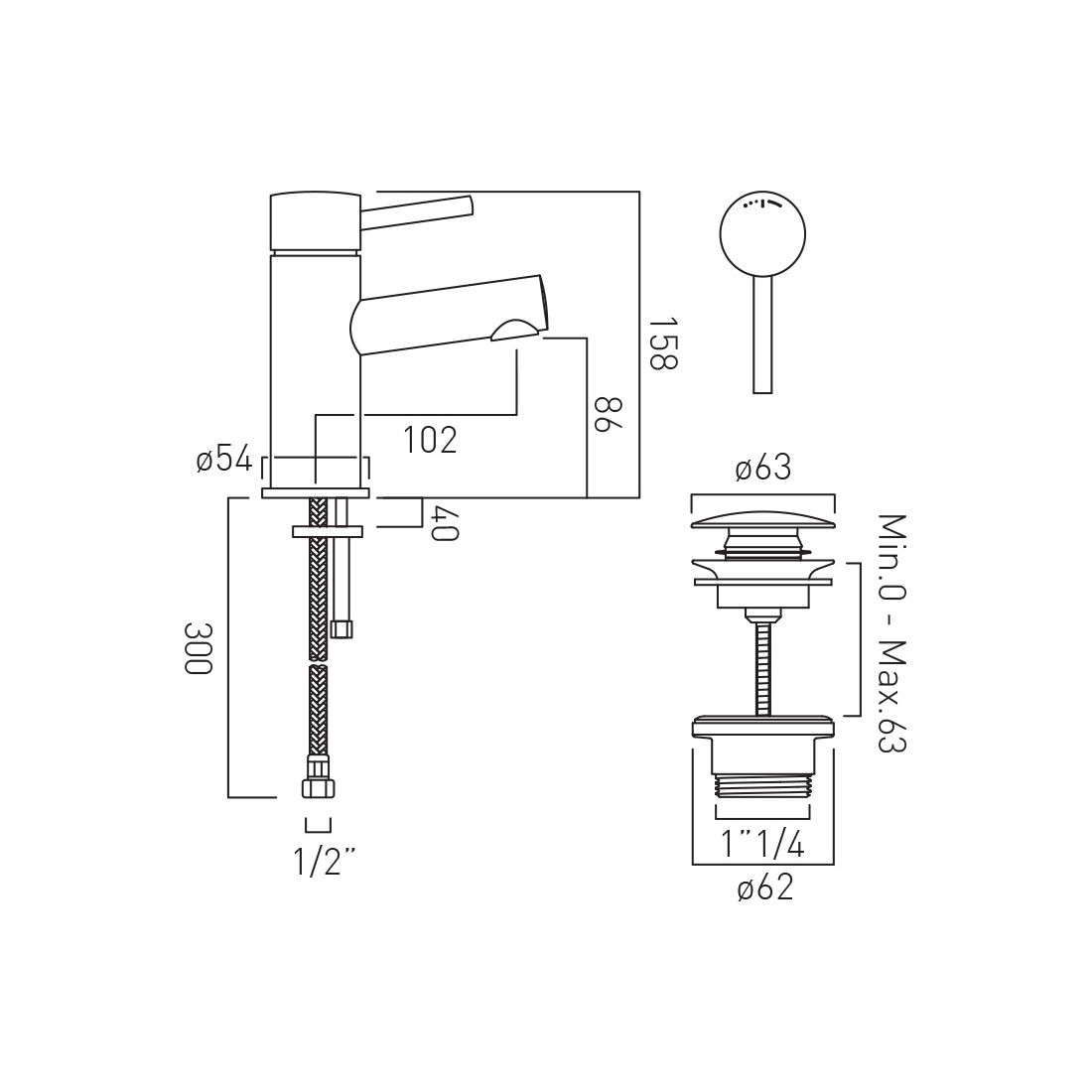 Vado Zoo Single Lever Mono Basin Mixer with EcoTurn