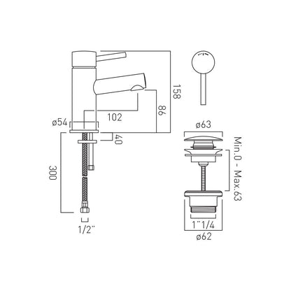 Vado Zoo Single Lever Mono Basin Mixer with EcoTurn