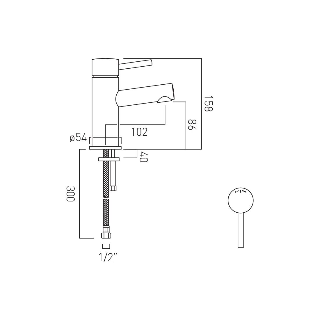 Vado Zoo Single Lever Mono Basin Mixer with EcoTurn