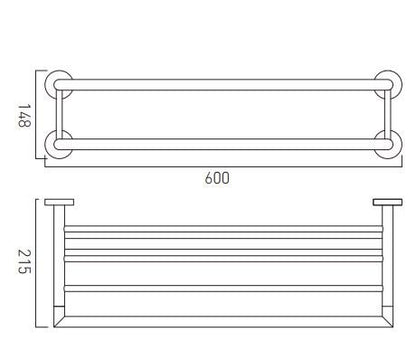 Vado Spa Towel Shelf With Towel Rail 600mm (24")