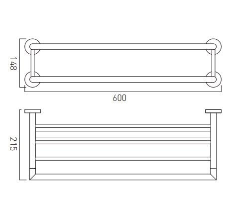Vado Spa Towel Shelf With Towel Rail 600mm (24")