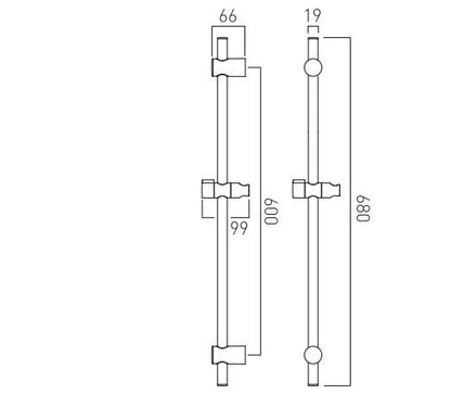 Vado Space Slide Rail 600mm