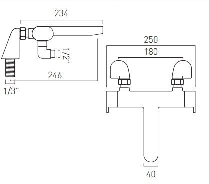 Vado Life Thermostatic Deck Mounted Bath Shower Mixer