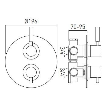 Vado Origins 2 Outlet 2 Handle Thermostatic Shower Valve Wall Mounted