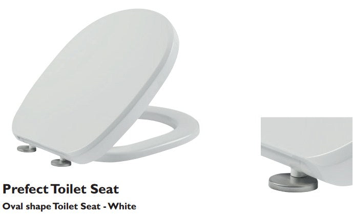 Tavistock Prefect Oval Soft Close WC Seat with chrome hinges - Gloss White