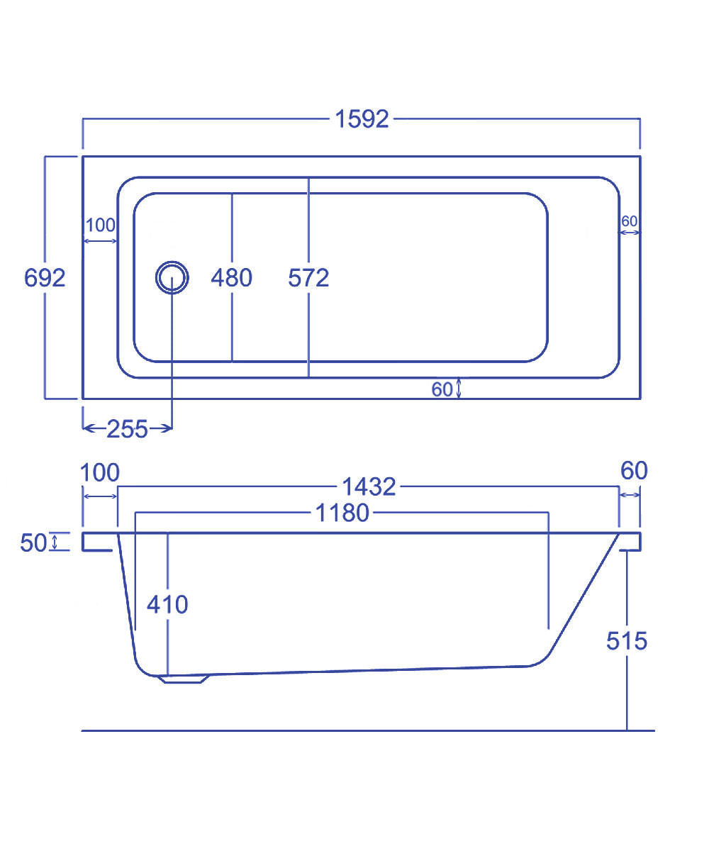 Carron Quantum 1600 x 700mm Single Ended Bath