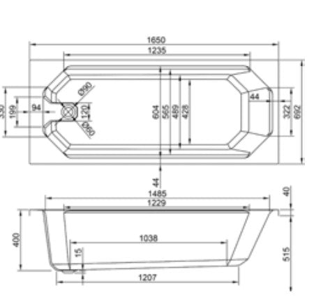 Carron Camden 1650 x 700 Single Ended Bath