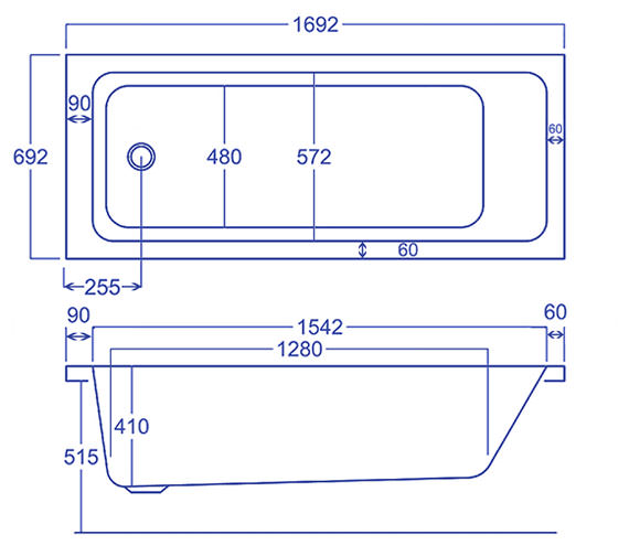 Carron Quantum 1700 x 700mm Single Ended Bath