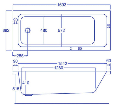 Carron Quantum 1700 x 700mm Single Ended Bath