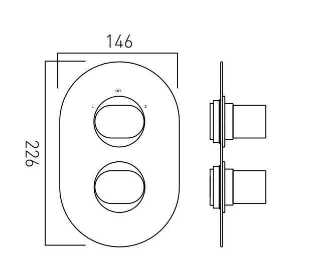 Vado Life Two Outlet Trim For 128D/2 Thermostatic Valve