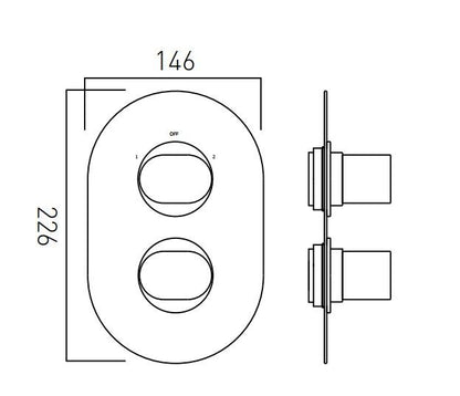 Vado Life Two Outlet Trim For 128D/2 Thermostatic Valve