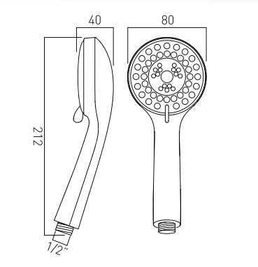 Vado Eris 80mm Round 3 Function Rub Clean Shower Handset