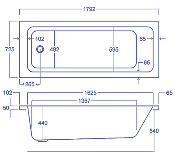 Carron Quantum 1800 x 725 Single ended Bath