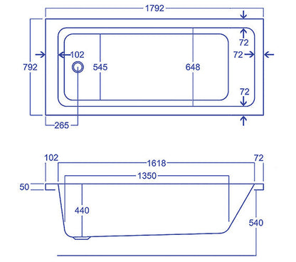 Carron Quantum 1800 x 800mm Single Ended Bath