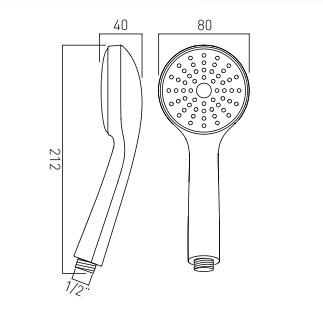 Vado Eris 80mm Round Single Function Rub-Clean Shower Handset