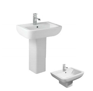 Kartell Options 600 Basin and Pedestal - 1 Tap Hole - White