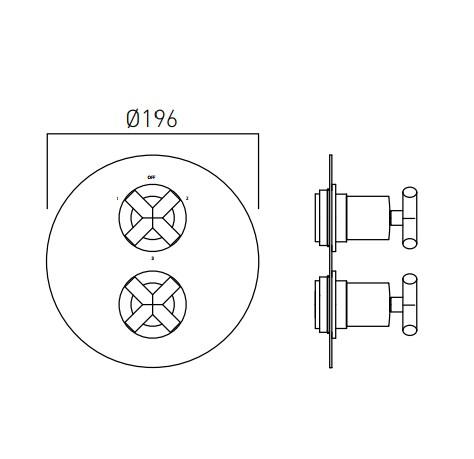 Vado Elements Three Outlet Trim For 148D/3 Thermostatic Valve