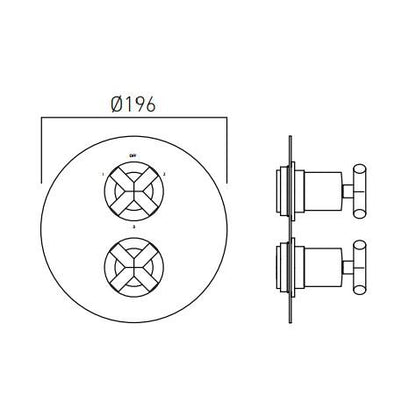 Vado Elements Three Outlet Trim For 148D/3 Thermostatic Valve