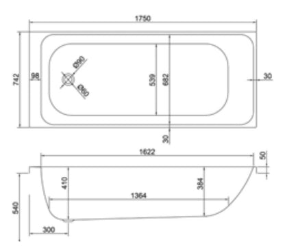 Carron Profile 1750 x 750 Single Ended Bath