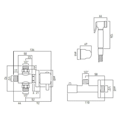 Vado Luxury Shattaf Kit With Concealed Thermostatic Mixing Valve