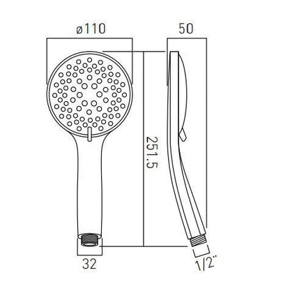 Vado Atmosphere 110mm Air-Injected Rub-Clean Shower Handset