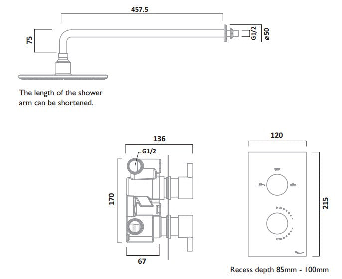 Tavistock Quantum Dual Function Shower System With Riser Kit & Overhead Shower