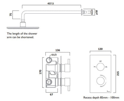 Tavistock Quantum Dual Function Shower System With Riser Kit & Overhead Shower