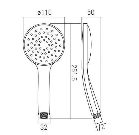 Vado Atmosphere 110mm Air-Injected Rub-Clean Shower Handset