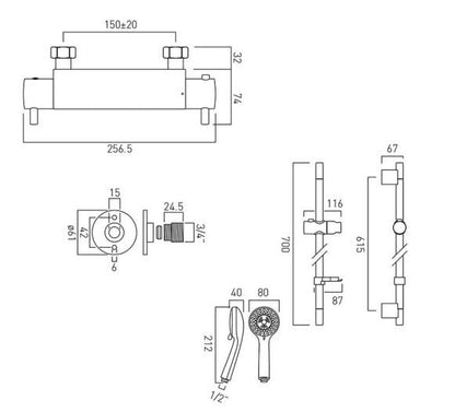 Vado Exposed Thermostatic Shower Set