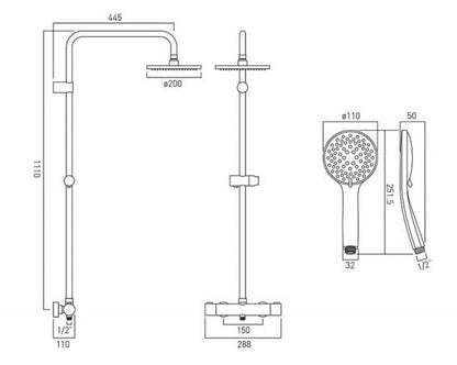 Vado Atmosphere Adjustable Round Shower Column