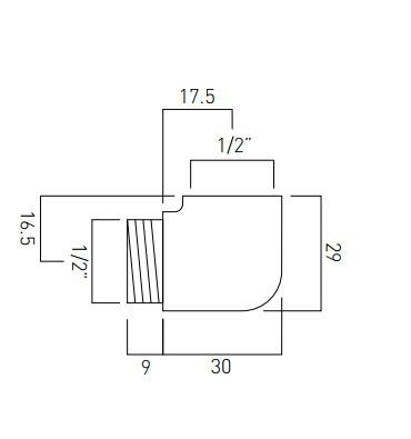 Vado Extension Elbow Back To Wall Return Elbow With Flange