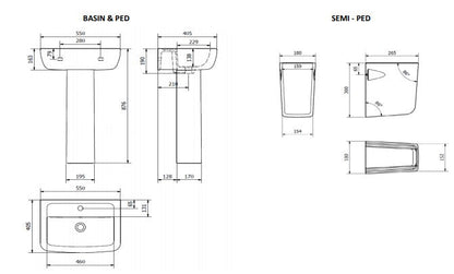 Kartell Options 600 Basin and Pedestal - 1 Tap Hole - White